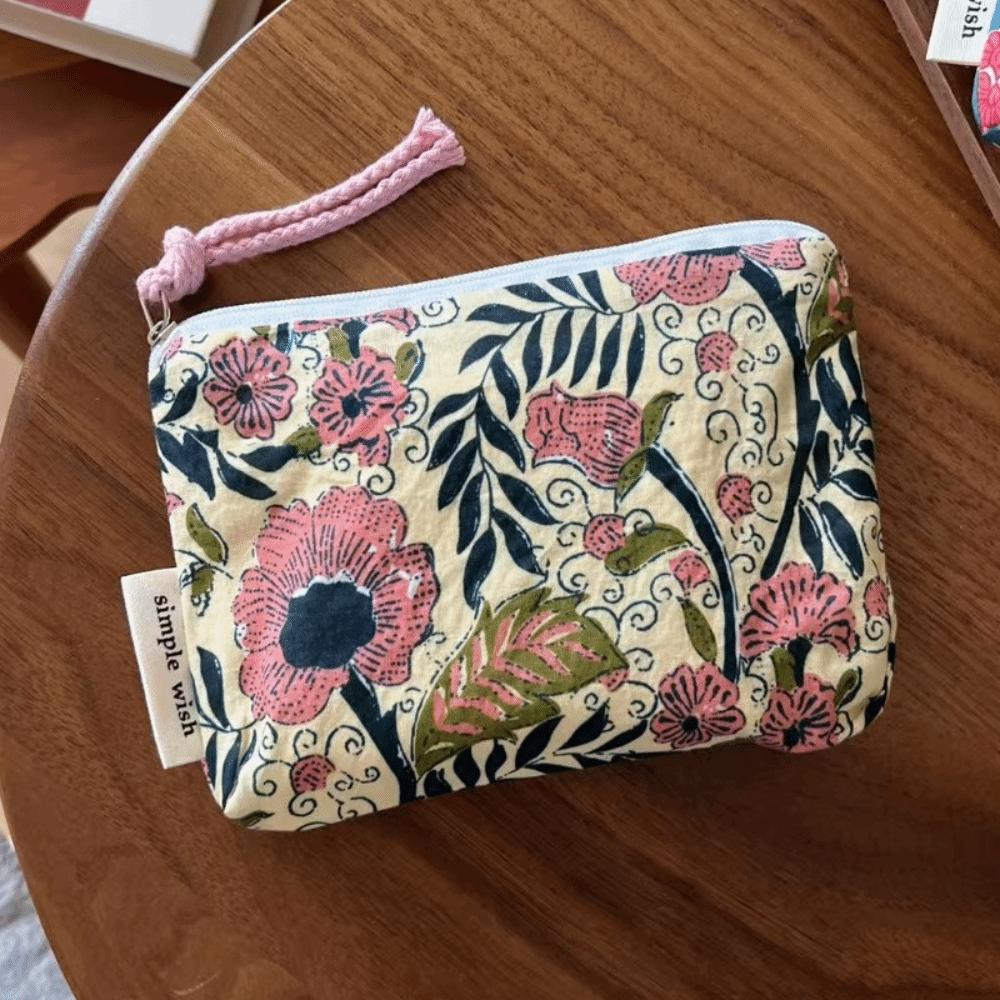 

Fashion Vintage Sanitary Napkin Bag Mini Cotton Makeup Bag Zipper Indian Style Travel Bag Cosmetic,earphone Etc Storage