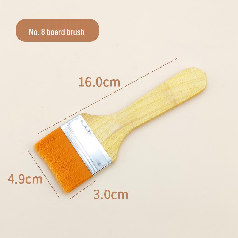 

Recollection Wooden Pen Holder with Nylon Bristle Flat Brush for Painting Wooden Handle