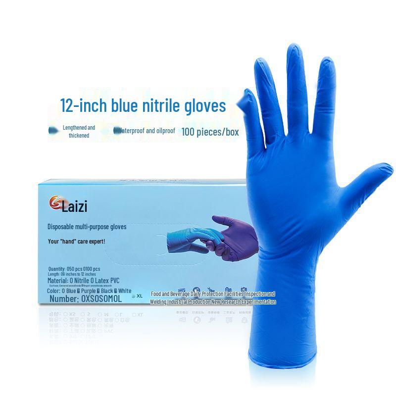 Extended Thick Waterproof Nitrile Disposable Gloves for Dishwashing and Catering