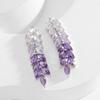New Tassel Wheat Ear Earrings Purple Diamond Leaf Earrings Fashionable Exaggerated High-end Stud Earrings Ear Jewelry