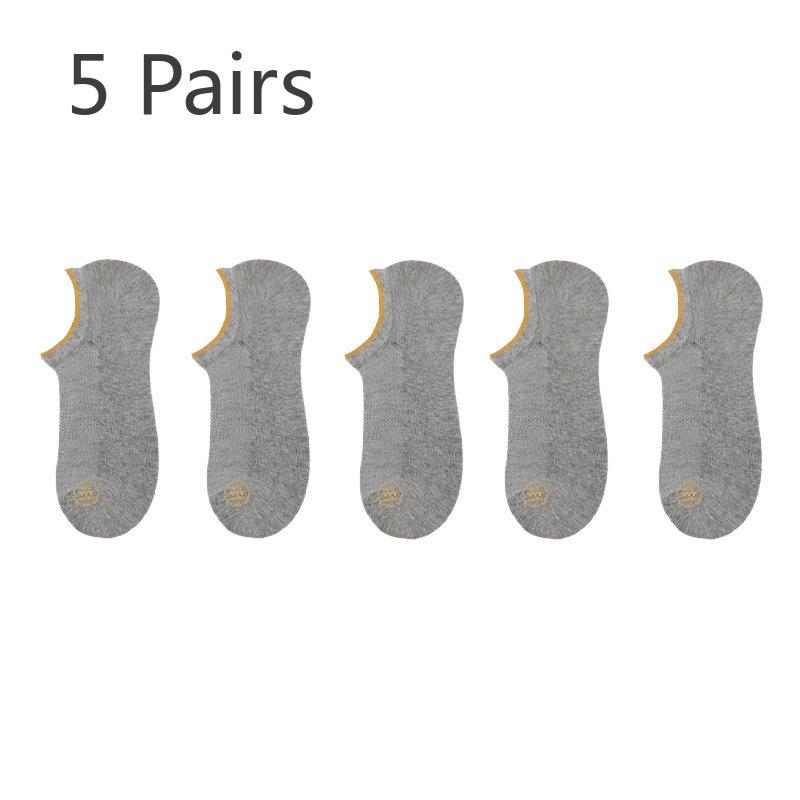 5 Pairs of Boat Socks Men's 3A Antibacterial Thin Socks Men's Summer Mesh Breathable Thin Shallow Mouth Anti-odour Invisible Socks