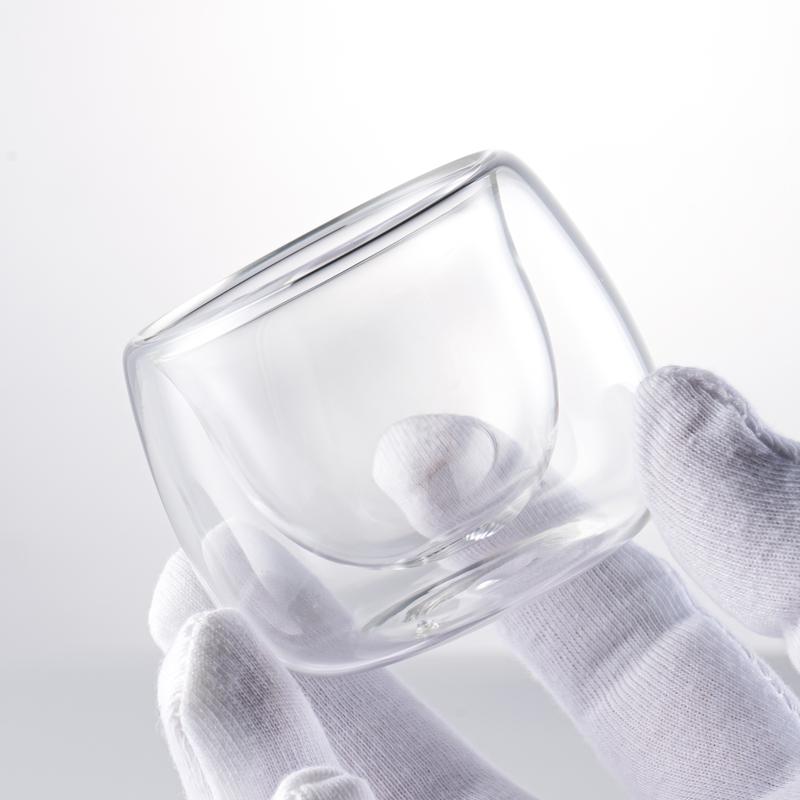 2pcs Set 50ml Insulated Glass Cup Transparent Espresso Foreign Wine Vodka Liquor Glasses Creative Double Layer Kung Fu Tea Mug