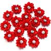 20pcs 4cm Mini Satin Ribbon Flowers Colorful Rhinestone Handmade Flowers For DIY Clothing Sewing Headwear Decoration Accessories
