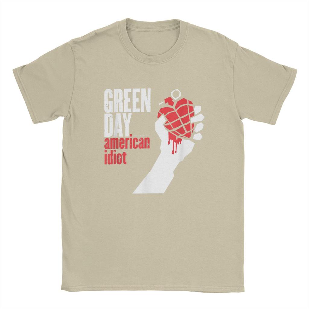 T-shirt da uomo Green Days American Idiot Vintage in puro cotone a maniche corte Harajuku Hip Hop per fan T-shirt girocollo