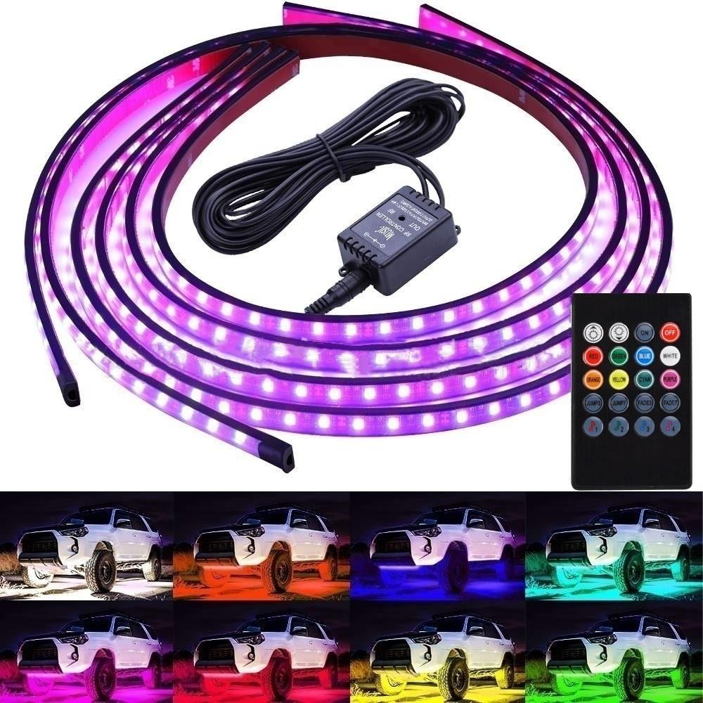 Car Underglow RGB LED Strip Lights App/Remote Control Neon Accent Auto Exterior Underbody Decorative Ambient Atmosphere Lamp
