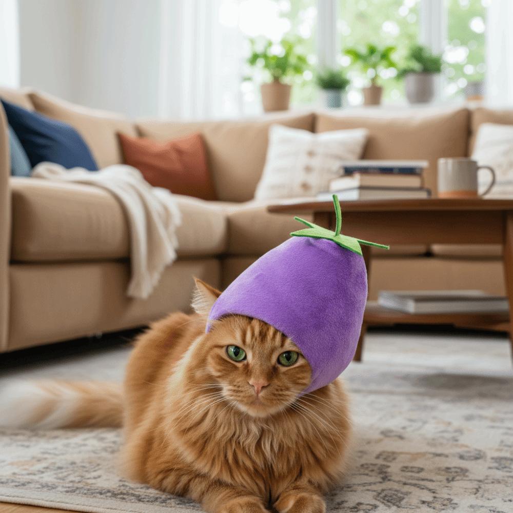 Funny Cute Banana Cat Head Cover Soft Pet Headwear Adjustable Deformable Cat Banana Headgear Pet Party