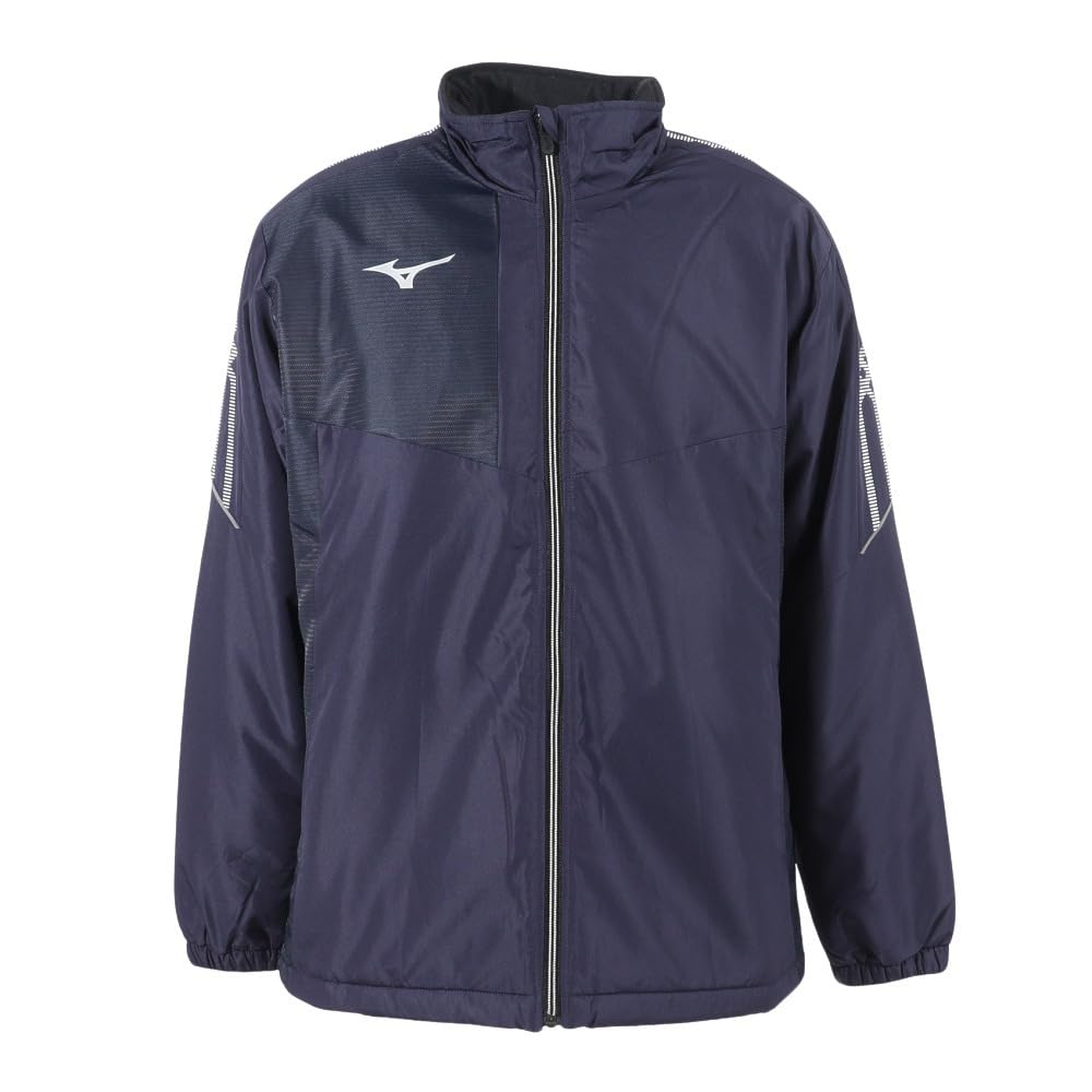 Mizuno Breath Thermo Training Warmer Deep Size L Jacket, Moisture-Wicking, Heat-Generating, Water-Repellent, MC-LINE 32MEA630, Navy/Silver,