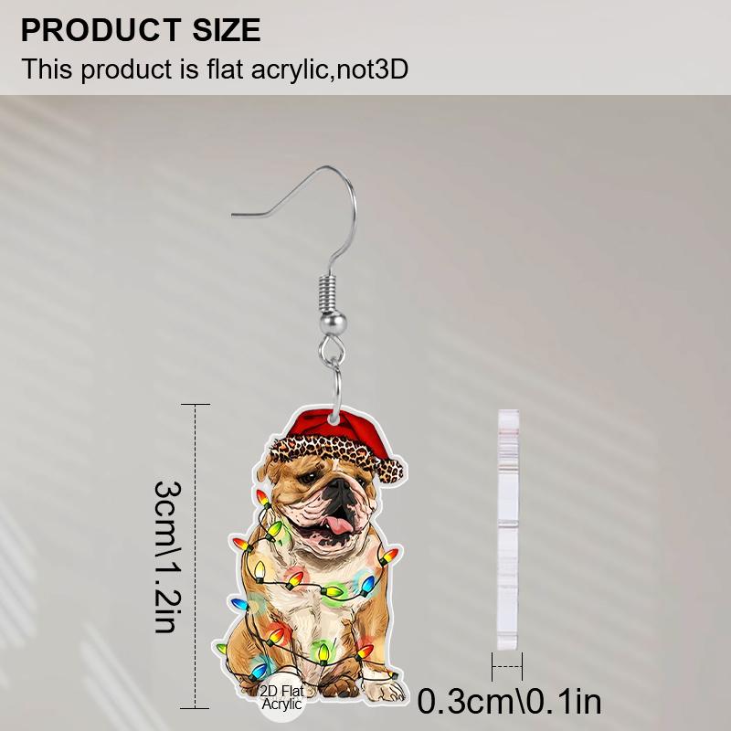 2D Flat Acrylic Cute Christmas Dog Dangle Earrings, A Festive Gift for Women, Festive Party Decoration Jewelry Gift.