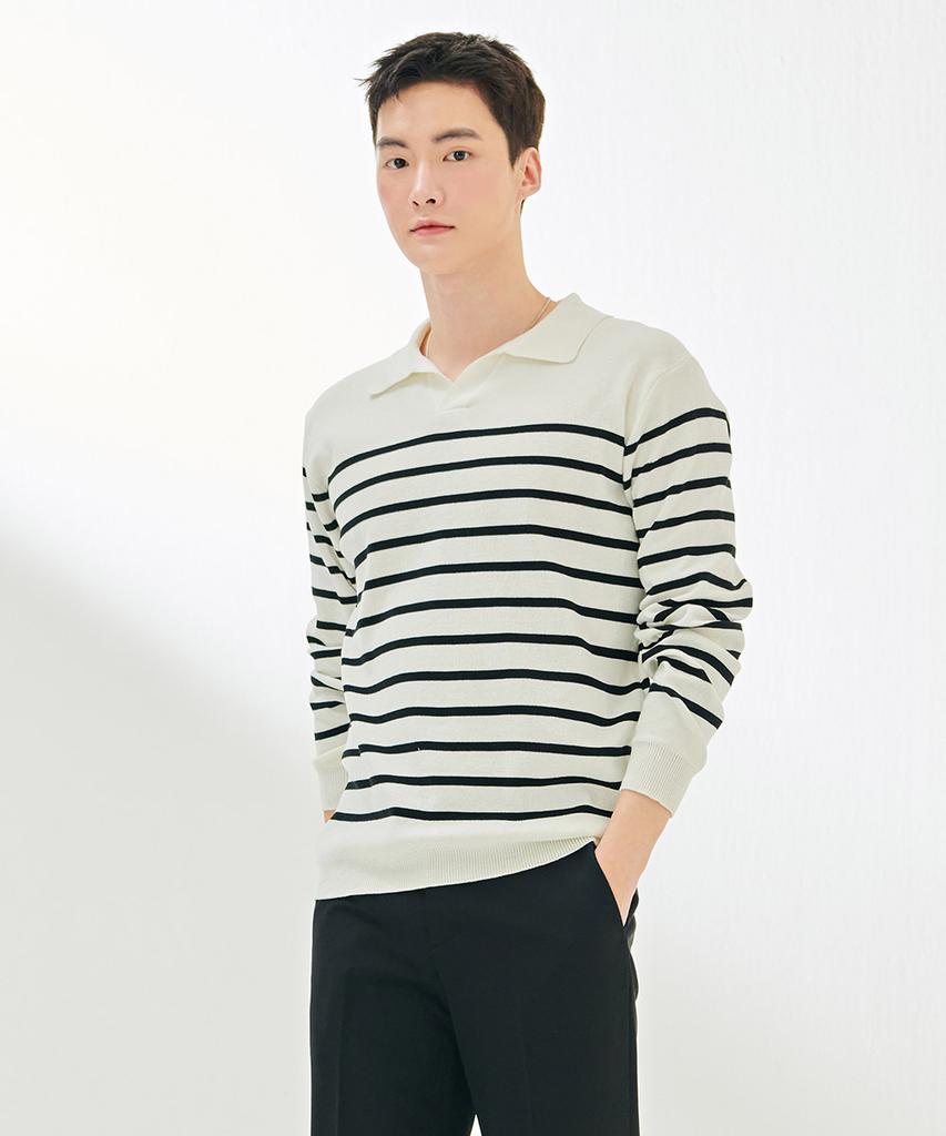 CHASECULT Men'S Striped Collar Sweater-Dark5213B01