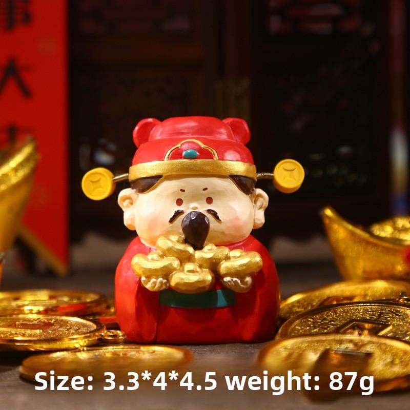 All Wishes Fulfilled: Cute Little ImmortalsGod of Wealth Happiness Prosperity and Longevity Desktop Decorative Resin Handicrafts