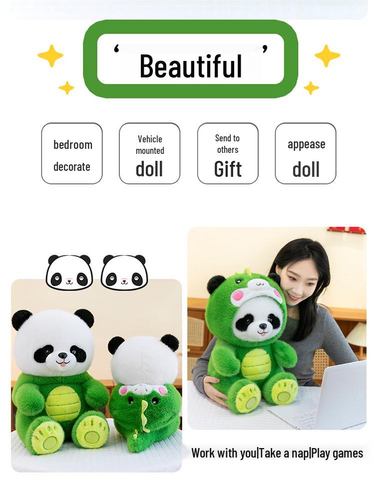 Panda to Dinosaur Transforming Plush Toy – Cute Panda Doll Pillow, Perfect Birthday Gift for Girls.