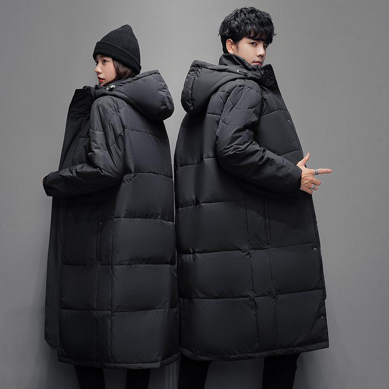 Hooded long men and women winter cotton jacket jacket thickened warm lightweight jacket casual loose comfortable down jacket