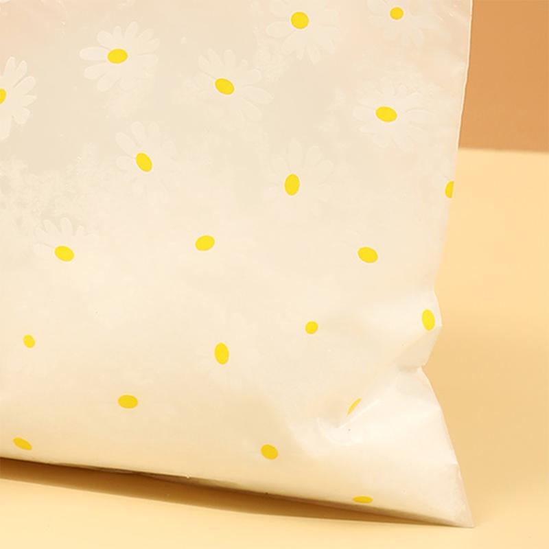 100Pcs/Pack Daisy Pattern Gift Bags With Plastic Handle, Plastic Gift Bags, Perfect for Mother's Day, Parties, Holidays