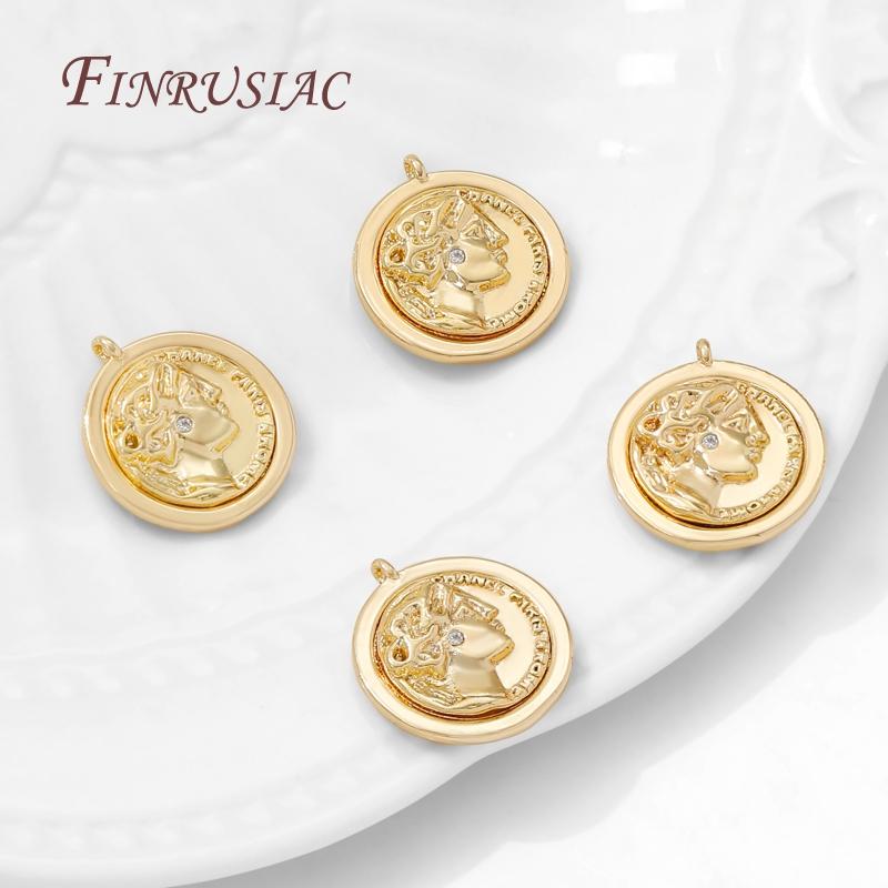 Pendants For Earrings 18K Gold Plated Elizabeth Charms For Jewelry,Decorative Pendant,DIY Jewelry Making Supplies