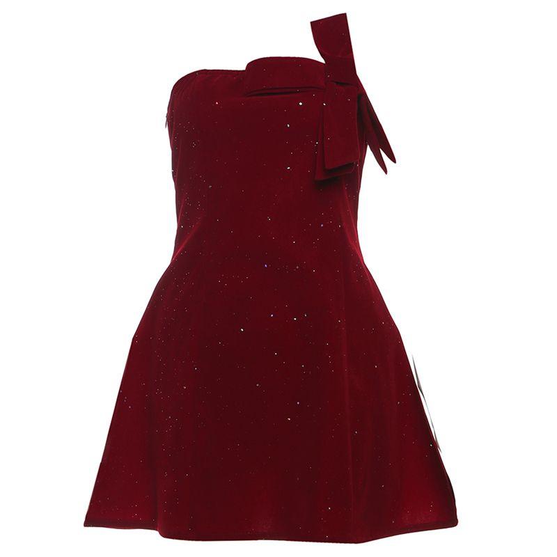 # Sisjuly# Bows Heavy Industry Design Fine Glitter Party Accessible Luxury Sexy Tube Top Slim Looking Dress Female