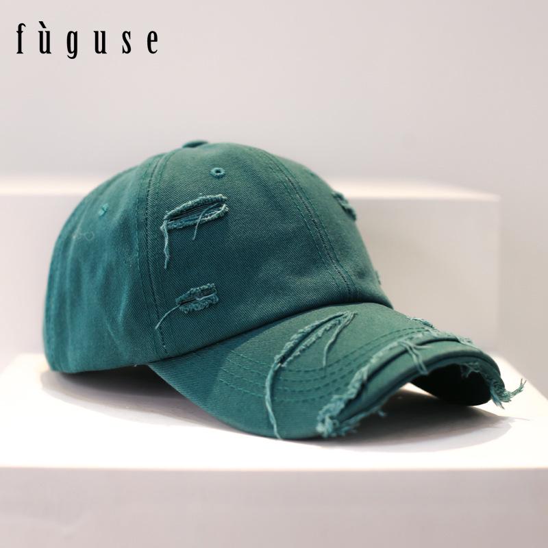 Vintage Style Distressed Ripped Baseball Cap - Unisex Trendy Spring Hip Hop Soft Curved Brim Sun Visor