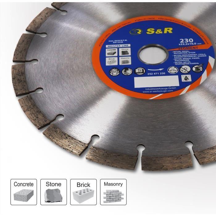 Disque diamant - S&R - 230 mm - Tronçonnage béton - Universel - Soudé au laser