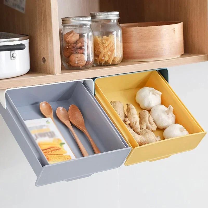 Under Desk Punch - free Self - Adhesive Storage Drawer Hanging Organizer School Stationery Case Pencil Tray Holder 2021