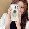 Black Tulips Flower Ins Clear Silicone Soft Phone Case For Iphone 11 12 Pro Max 13 Promax Cartoon Stand Holder Back Cover Capa