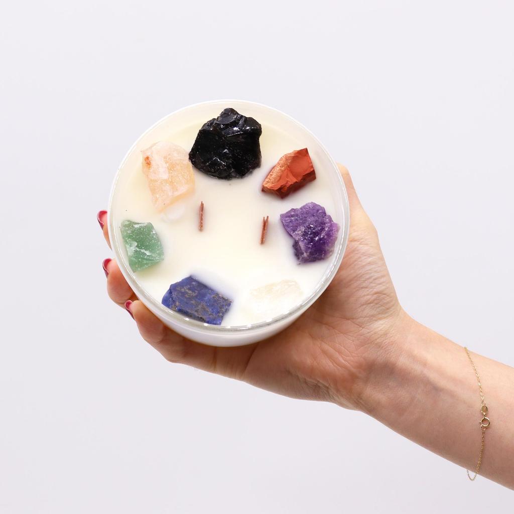 7 Chakra Candle With Crystals