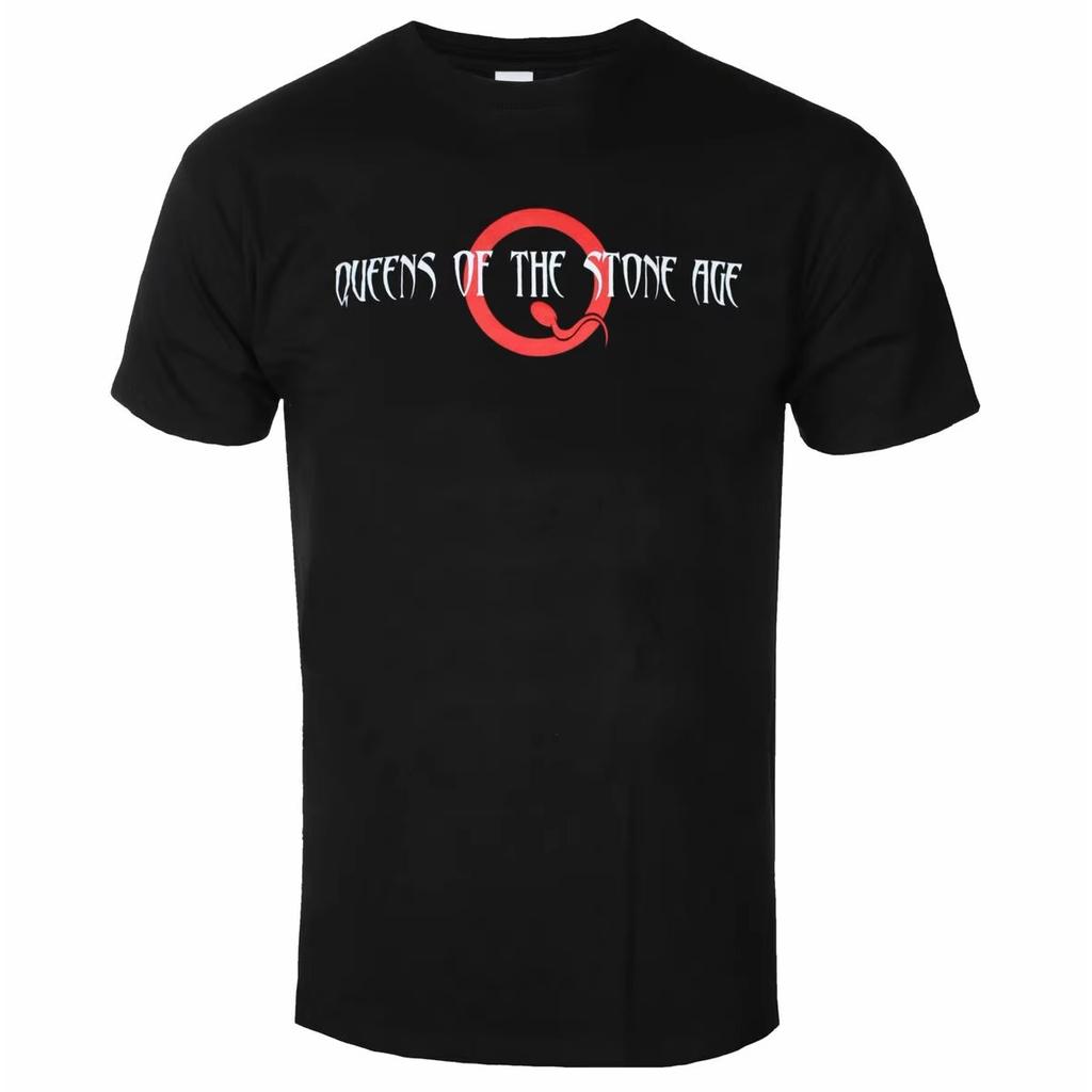 Unisex Short Sleeve Fashion Brand Tee Summer Queens of The Stone Age Graphic Cotton T-shirt Hip Hop Streetwear Oversized Tshirt Short Sleeve Casual