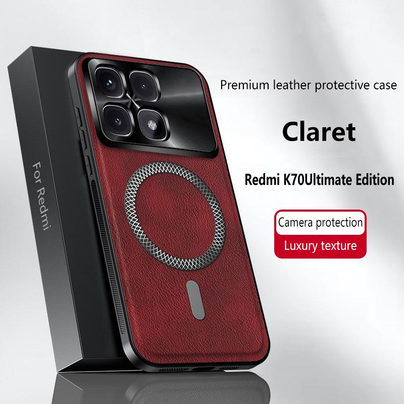For Redmi K70 Ultimate Edition Case Magnetic Elegant Leather Wear-Resistant Lens Fully Covered Non-Slip Grip Edge Cover Shell