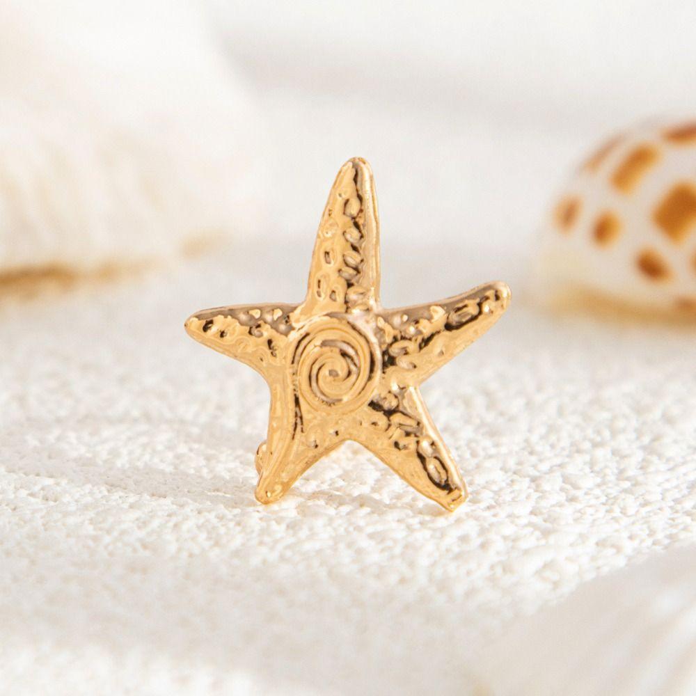Silver C Shape Ear Cuff Golded Starfish Shell Ring Clip Punk Stud Earrings Cartilage Ear Cuffs