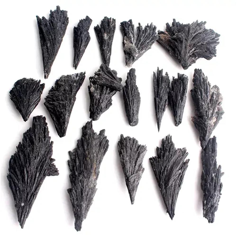 2pcs Natural Black Tourmaline Feather Rough Energy Mineral Reiki Healing Stone Teaching Specimen Accessories