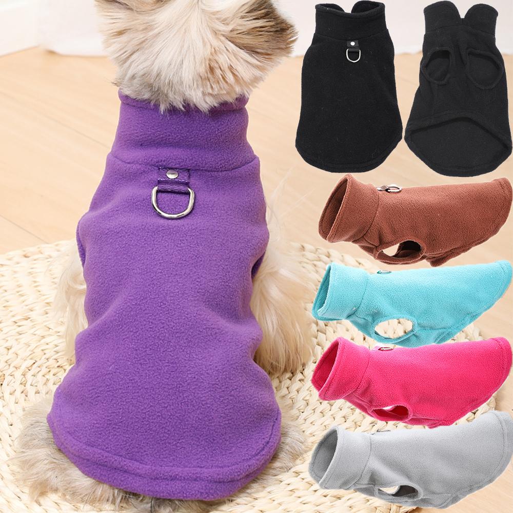 Fleece Dog Jacket D-ring Soft Cozy Warm Overalls Open Collar Splicing Cat Coat Sleeveless Puppy Clothes For Dog Cat