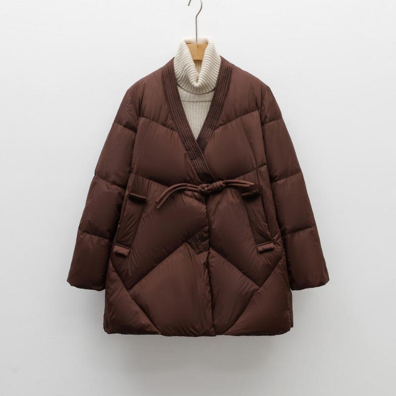 Feather 90 white duck down new national standard women's simple solid color new down jacket women's coat