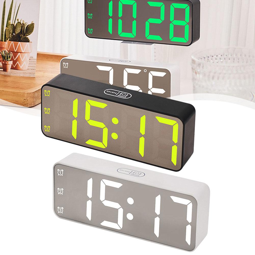 Adjustable Brightness Bedroom Alarm Clock  Large Bold Numbers  Loud Volume  USB Cable   White and Black Colors