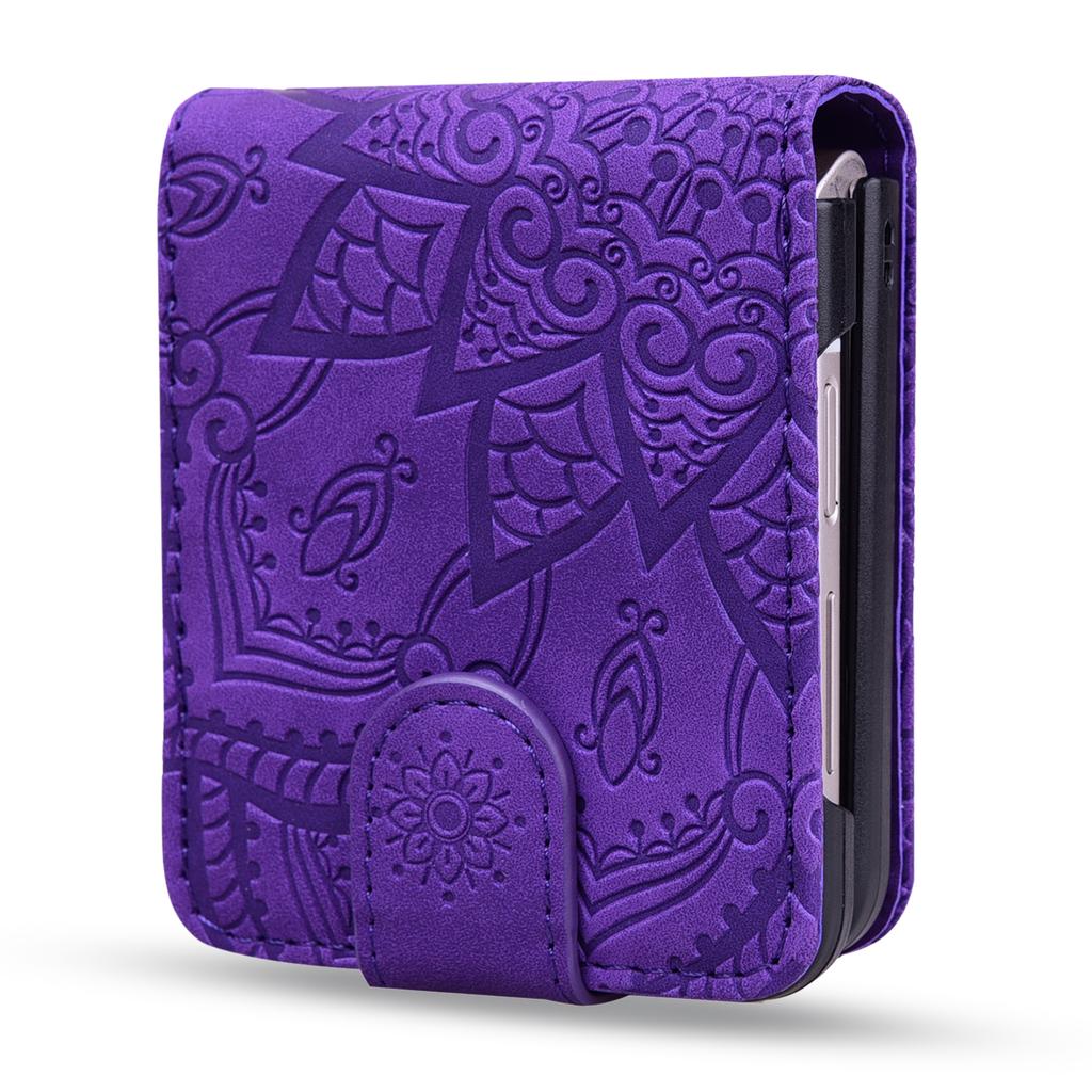 Wallet Card Holder Leather Phone Case for Samsung Galaxy Z Flip 5 4 3 5G Flip4 5G Flip3 Matte Feeling 3D Embossing Cover Fundas