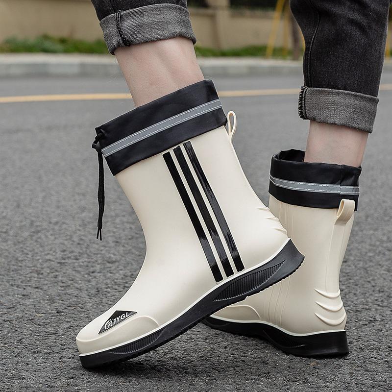 Mode Kurzer Schaft Verdickte Wasserdichte Schuhe Herren Regenschuhe Low-Top Warm Arbeit Gummi Schuhe Rutschfest Angeln Küche Regenstiefel Herren