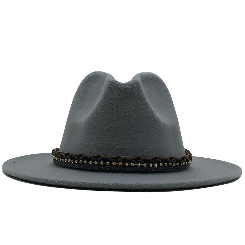 Women S British Style Cashmere Large Brim Fedora Hat 56 58cm