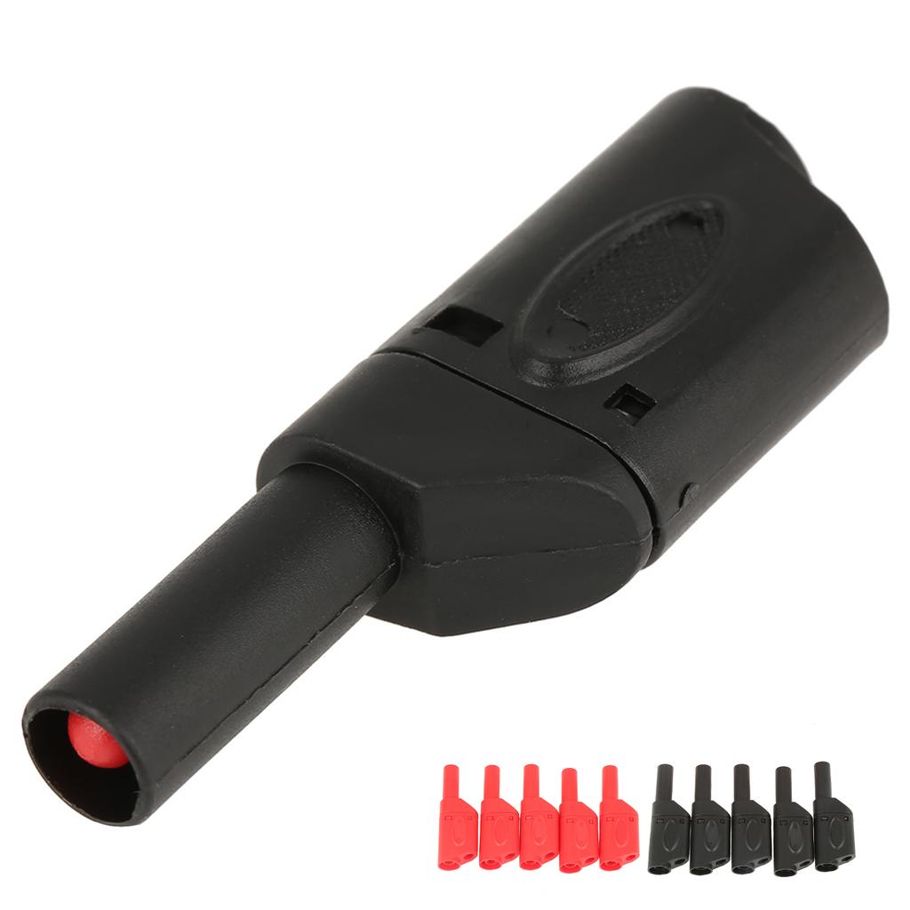 10Pcs 4mm Red Black Safety Fully Insulated Stackable Banana Plug Connectors