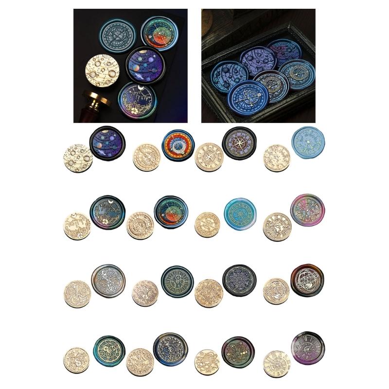 Astronomical Series Sealing Waxed Stamp Brass Head Clock Wax Seal Stamp for Envelope Wedding Invitation Decorations