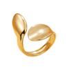Elegant Stainless Steel Leaf Open Ring - Fashion Jewelry Gift for Friends