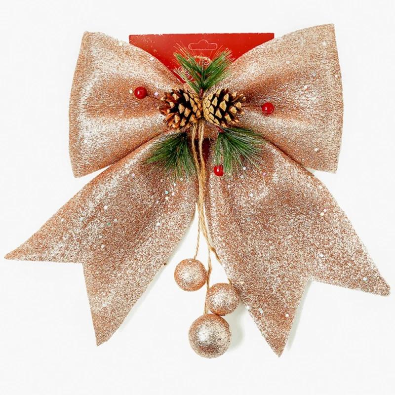 1PC 25X30cm Christmas Bow Hanging Bowknot Pendant Xmas Tree DIY Decoration For Wedding Party Decoration New Year Gift Bow Crafts