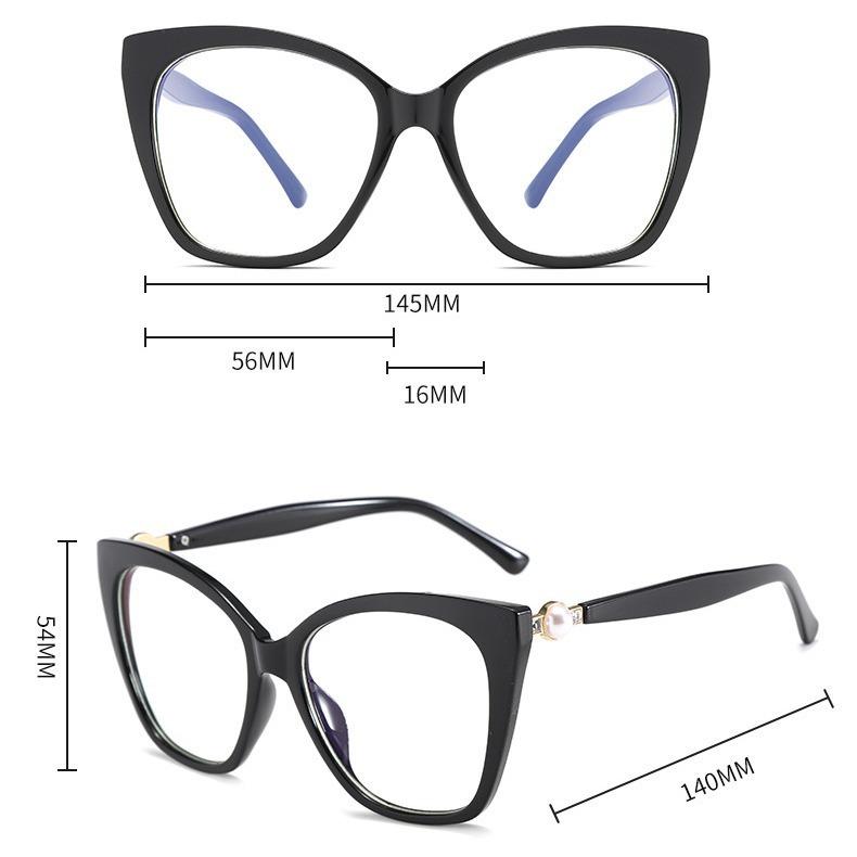 Large Frame Cat Eye Glasses Anti-Blue Light, Trendy Computer Goggles Flat Glasses With Myopia Glasses Frame