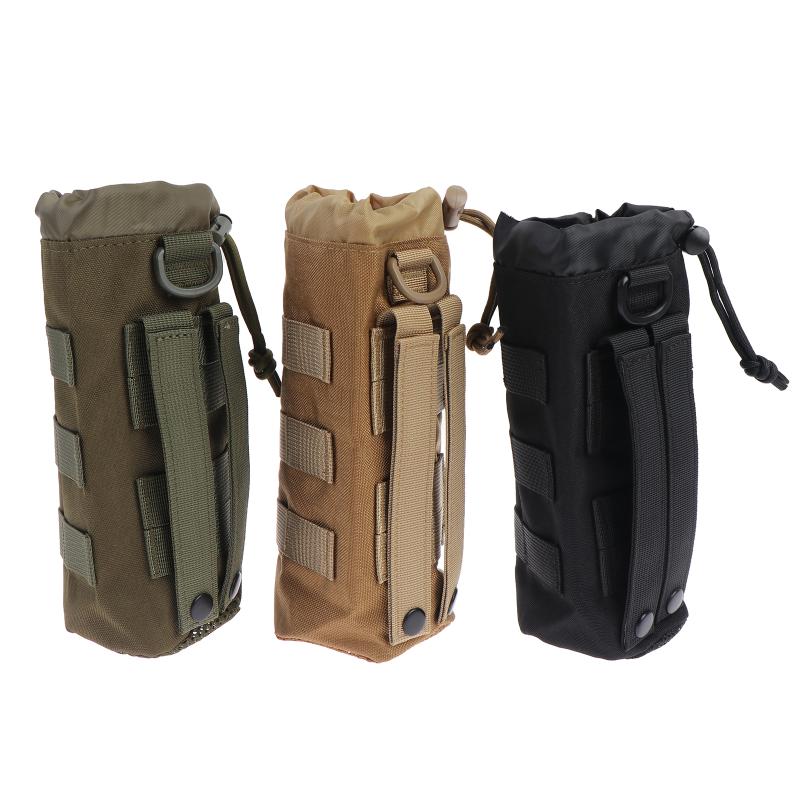 Water Bottle Pouch 1Pcs Tactical Nylon Drawstring Portable Kettle Holder for Camping Hiking Cycling Running Daily Use
