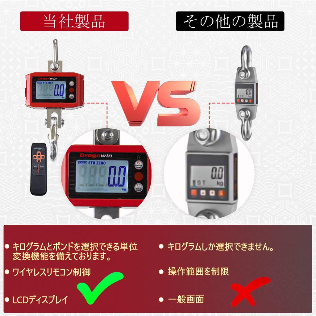 Dragnwin Żuraw Elektroniczny Sprzedawany z Pilotem Cyfrowa Waga Dźwigowa, Udźwig 1000kg/1t, Waga Wysokiej Precyzji, Zasilana Bateryjnie (Baterie
