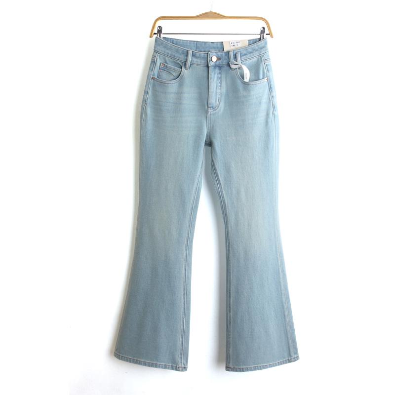 Spring Style Micro-Flare High-Waisted Denim Slimming Pants for Women - 2 Colors, Four-Way Stretch Double Extra Large