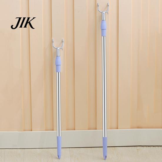 Adjustable Clothes Hanger Stand Pole Stainless Steel U-shaped Fork Retractable Telescoping Rod Hook for Hanging Heavy-duty Garments Strong Load