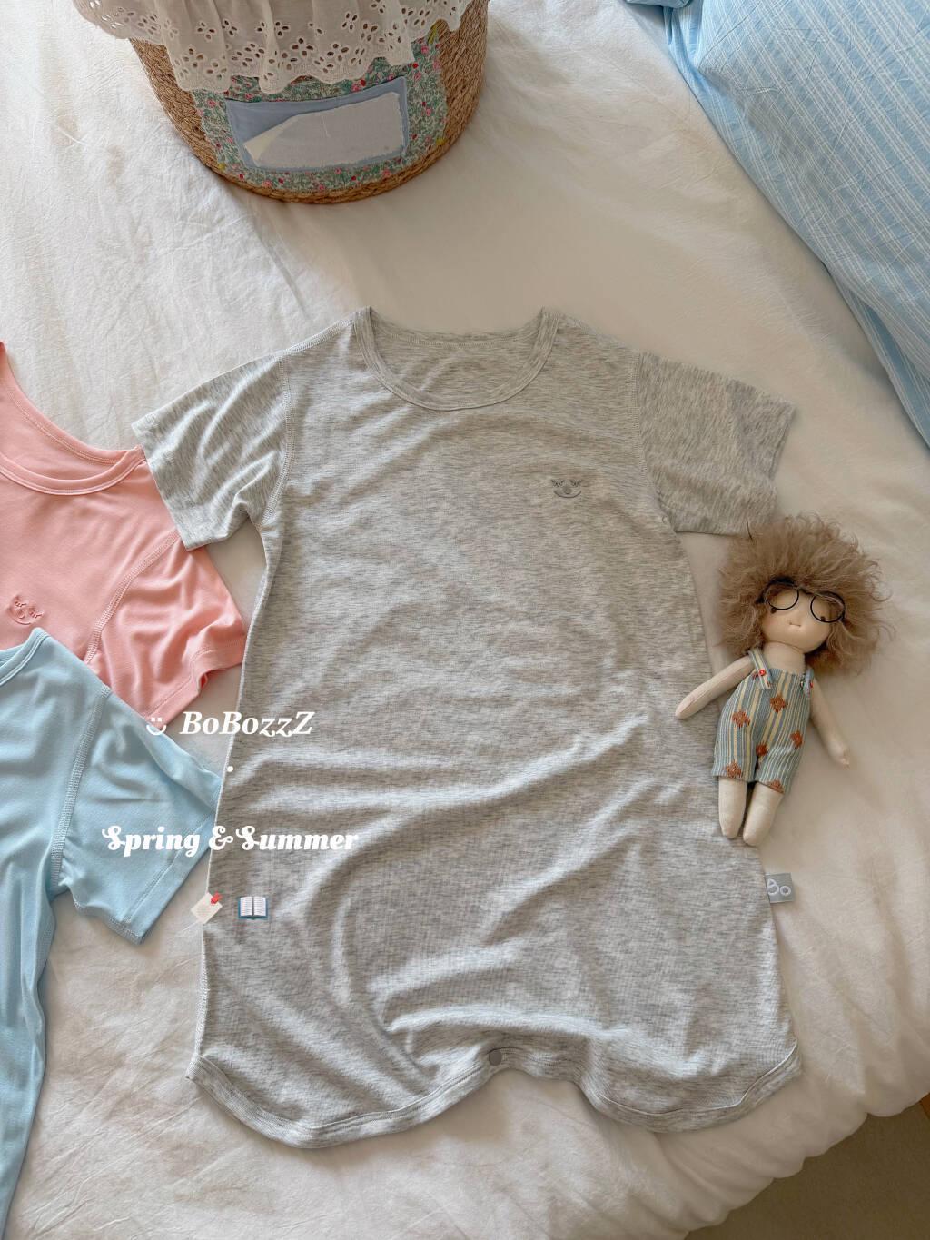 

Bao Mian 26 Kids Summer Short Sleeve Modal Pajamas - Solid Color, Lightweight Class A Jumpsuit S (80-90 cm) светло-серый