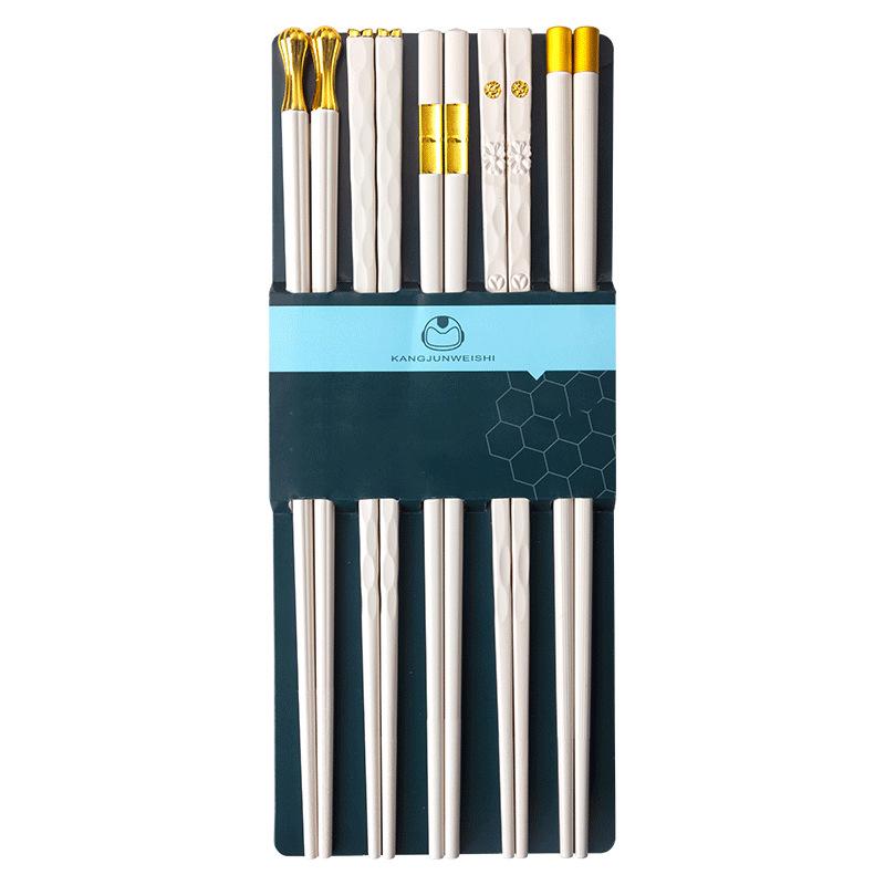 New White Fiberglass Chopsticks Reusable 5/6/8/10 Pairs Multi-Style Chopstick Set Chop Sticks Multipack Fancy Chopsticks Anti-Sk