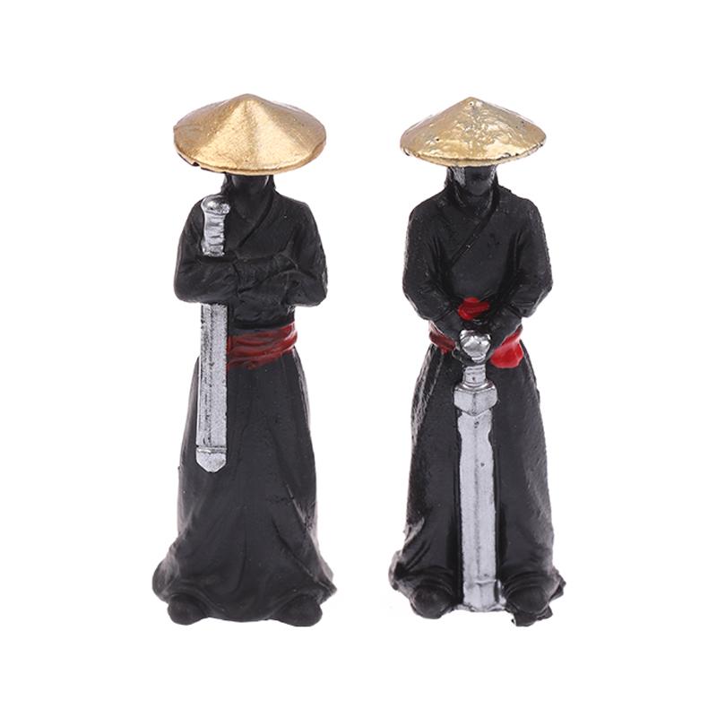 4Pcs/Set Resin Mini Figures Model Ancient Japanese Chinese Ninja Samurai Warrior Modeling Cool Miniature Car Decoration Gifts