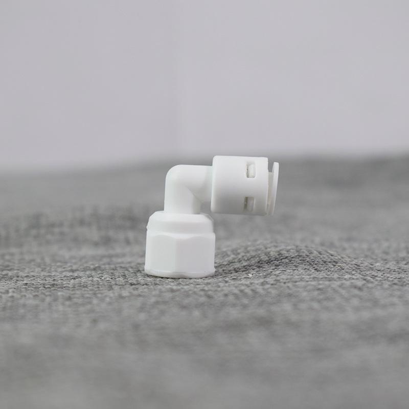 1/4" Tube Quick Connect Elbow for Water Purifier - No-Clip Right Angle Connector, Female Thread To 1/4" PE Tube.