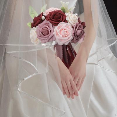 Wedding Bridal Bouquet Artificial Rose Flowers Tossing Decor for