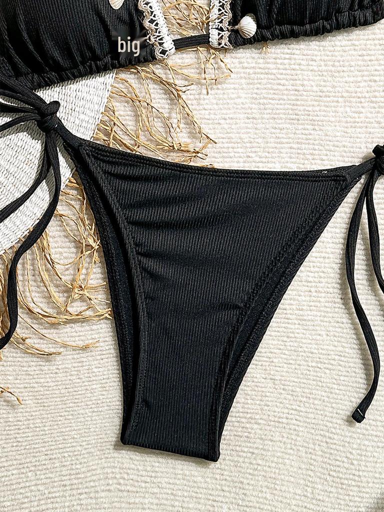 2024 Sexy Trekantkopp Bikini: Skjell Snøring Halter Badedrakt for Kvinner