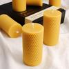 Pure Natural Beeswax Pillar Candles Bulk - Pack of 6 - Honeycomb Surface, No Scent- for Emergency/Prayer/Relax (2inch Diameter, 4 Inch Tall - Yellow)